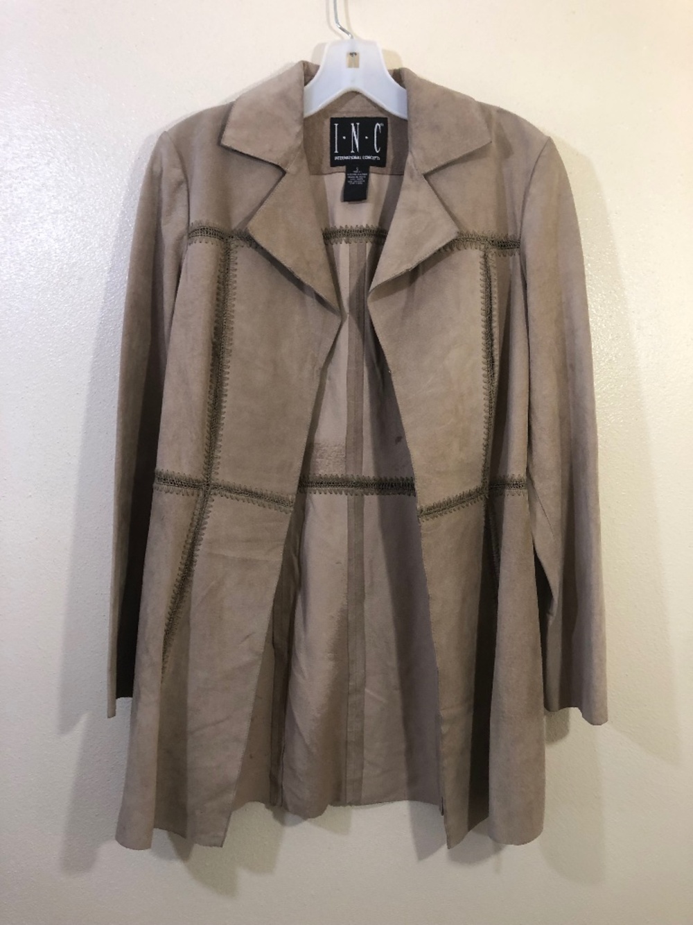 INC Beige Suede Leather Lightweight Jacket Size Small